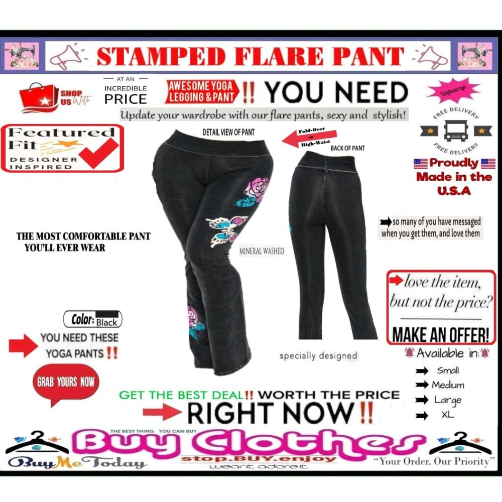 ๐ BOTTOM Fold Graphic BUTTERFLY โ LEGGING ๐ PANT Waist Mineral STAMP ๐ธBUY NOW - Picture 16 of 16